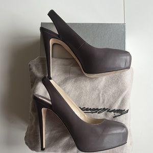 Brian Atwood Leather Maniac Slingback Stiletto